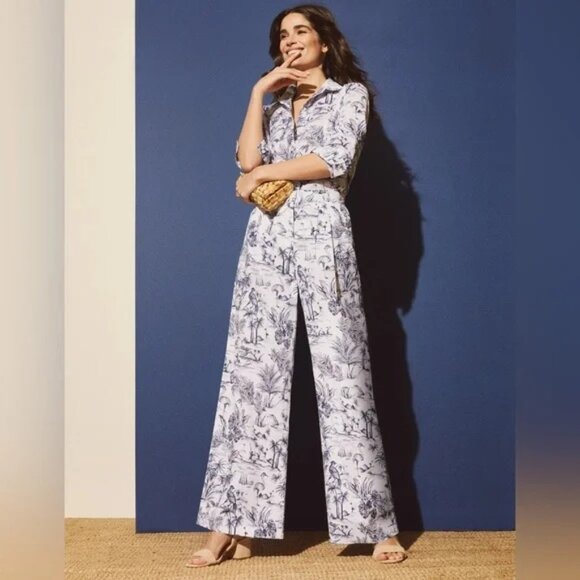 J. McLaughlin Pants - J. McLaughlin Amal pants trousers Size 4 has pockets cotton wide leg heron print